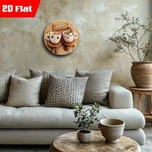 2D Flat, 2D Flat Home Decor, 1pc Vintage Style Wall Decor, 8x8 Inch Round Faux Wood Sign - Morning Tea Theme With Smiling Cup And "Good Morning" Design, Suitable For Home, Kitchen, Office, Holiday Gift, Cafe Decor, Room Decor, Perfect Gift, Random Hole Position