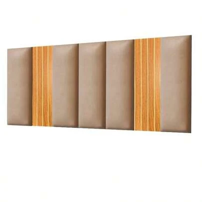 Kit 9 Peças Cabeceira Estofada Ripado MDF Suede com Fita Dupla Face 3cm