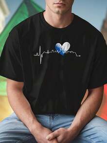 T shirt uomo Heartbeat City Skyline Blue Heart cotone moda estiva urbana comoda  vestibilità moderna novità regalo ideale  esclusiva qualità casual