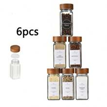 6pcs/12pcs/24pcs Set Seasoning Bottles, High-Quality Rosewood Lid Glass Spice Jars Kitchen Condiment Containers
