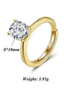 1pc Sophisticated 925 Sterling Silver Eternity Ring With Sparkling Oval-Cut Zirconia, Chic And Modern Piece Featuring A Stunning Oval-Cut Zirconia In High-Quality 925 Sterling Silver, Its Sleek Design And Brilliant Sparkle Make It A Versatile Accessory For Casual Or Formal Events, Adding Elegance To Every Outfit - Multicolor - View 16