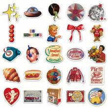 50张复古贴纸，Y2K主题，食物贴纸，美学贴纸，艺术贴纸，趣味贴纸，酷炫贴纸，散装贴纸，适用于笔记本电脑、滑板、日记本、笔记本、手机、杯子、吉他、行李箱、电脑、冰箱、桌子、学习用品、返校季 - 彩色 - 查看 3