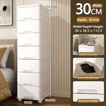 Bedroom/Living Room Minimalist Bedside Drawer Cabinet, Storage Rack With Wheels, Multifunctional File Cabinet, No Pull Handle Design - Multicolor - View 34