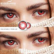 Kính áp tròng màu Eyeshare AYY Red Cosplay dùng một lần hàng năm 14,5mm cho trang phục hóa trang Halloween - Đỏ - Xem 3