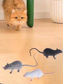 猫玩具 软橡胶老鼠 猫玩具 逼真老鼠 恶作剧玩具 万圣节仿真老鼠 装饰道具 互动猫玩具 动物玩具 玩耍和恶作剧 宠物老鼠咀嚼玩具：大号和小号可选，适合小型动物