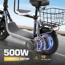 tooluck Electric Scooter Adults With Kid Seat, Electric Scooter Adults With 12" Tires,Up To 30Miles&20MPH, Foldable E Scooter With Seat For Commuting - Grey - View 4