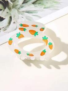 1 件女士新款清新樱桃、草莓、胡萝卜印花发夹，可爱甜美韩式发饰，适合日常、学校、派对、度假、旅行、拍照发饰秋季配饰