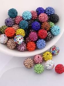 100 颗/包 10 毫米陶瓷珠手工散珠 DIY 手链项链珠宝配饰 - 100顆滿鑽陶泥珠 - 查看 31