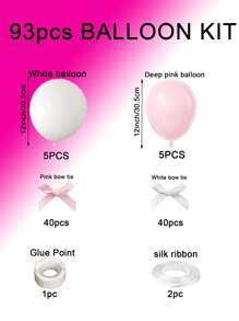 92 stuks/set De combinatie van witte en roze latex ballonnen en strikken kan worden gecombineerd met eenvoudige decoraties in Boheemse stijl met linten voor verjaardagen, bruiloften, feesten, geslacht onthullende decoraties, Hawaiiaanse feesten, badfeestjes, verschillende feestdecoraties
