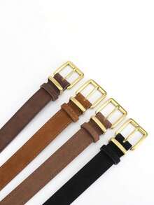 1 件男女通用休闲简约仿麂皮腰带，时尚牛仔裤腰带配饰，中性设计秋季、秋季、万圣节 - 多色 - 查看 5