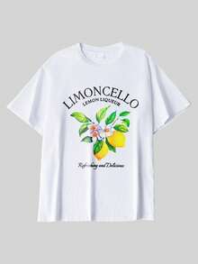 Camiseta de algodón para hombre, estampado de limón fresco de verano, ropa deportiva nueva de primavera y verano de estilo universitario para hombre, camisetas blancas de manga corta para hombre suaves y transpirables de moda. - Blanco - Ver 2
