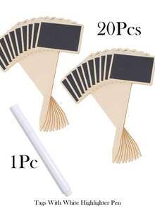 1-30 Pieces Mini Chalkboard Plant Tags, 15 X 6 Cm T-Type Garden Plant Labels With Marker, Wooden Plant Labels Rectangle Tags, Vegetable Plaques For Potted Plants - Multicolor - View 13