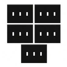 5/10 件壁挂面板灯开关盖，款式多样，纯色，黑色，壁挂面板灯开关插座盖，坚固耐用 - 黑色 - 查看 15