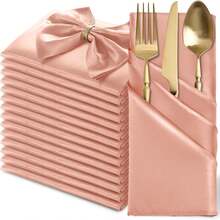 20pcs Silk Red Satin Napkins, 17 X 17 Inches Square Smooth Dinner Napkins For Wedding, Party, Celebration, Banquet, Restaurant, Thanksgiving, Christmas, Halloween