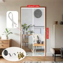 1件磁性纱门，网状帘布，配有强力磁铁和全框魔术贴，多种颜色可选（灰色、白色、黑色、棕色），隐藏式磁条设计，优雅紧密闭合，密实网眼，有效防蚊虫并保护隐私。