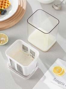 1pc Reusable Yogurt Strainer, Super Fine Mesh With Lid - Ideal For Straining Thick Yogurt, Cheese, Soy Milk, Perfect For Home Kitchen Or Restaurant, Easy To Clean, Essential Kitchen Accessory, Gift For Home Chefs, Space-Saving, Great Christmas Kitchen Gift - White - View 4