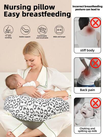 1个大号婴儿哺乳枕，多功能孕妇哺乳枕，防吐奶新生儿枕，柔软舒适，升级版舒适哺乳枕，新生儿必备，男女宝宝皆宜，四季皆宜的完美礼物