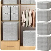 Modern Fabric Storage Boxes - Large Capacity, Durable, Waterproof, Foldable, Ideal For Clothes, Quilts, Toys, Home & Car Organization, Under-Bed Storage With Lid, Under-Bed Storage Solution Classic Style Box Durable Fabric Box, Under Bed Storage Organizer - Multicolor - View 4
