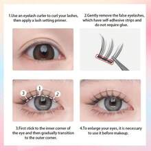 240簇4款自然自粘假睫毛 - 混合长度CC卷翘睫毛，包含向日葵、三部曲和山茶花风格猫眼假睫毛，外观凌乱，无需胶水