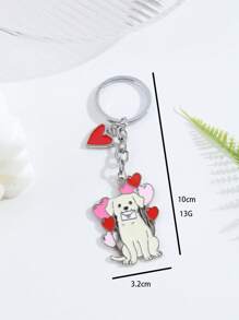 1 pièce Porte-clés mignon de dessin animé de caniche animal, accessoires de voiture de la Saint-Valentin, breloques de sac, décoration scolaire animale