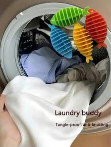 4个装防打结洗衣球 小鱼洗衣球 防打结洗衣球 防打结洗衣小工具 - 彩色 - 查看 2