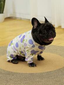 宠物连体衣，舒适狗狗连体衣，狗狗睡衣，狗狗恢复服，超柔软有弹性，防舔，适合中小型犬和大型犬品种的宠物睡衣，适合狗狗换毛，可爱水果印花图案，S-6XL