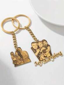 Personalized Photo Keychain - Customizable Family & Couples Memorial Jewelry With Gold Chain - Stainless Steel Valentine's Day Gift - Engraved "My Everything" - Durable And Sentimental Memento - Multicolor + Gift Box - View 3