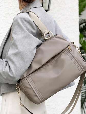 多层尼龙托特包，大容量斜挎包，防水轻便旅行单肩包，适合购物、钱包、购物、年轻女性、大学生、新人、白领人士。非常适合办公室、大学、工作、商务、通勤、户外活动、旅行和郊游