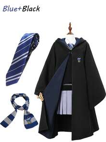 3pcs Halloween Christmas Wizard Costume Holiday Decoration Set -Wizard Robe Magicial Hooded Cape Clocak+Wizard Neckties+Striped Knit Scarf Cosplay Birthday Gifts - Multicolor - View 20