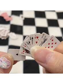 1 Set Mini Playing Cards - 54 Card Deck For Multiplayer Games, Suitable For Interactive Entertainment, Christmas And Birthday Parties - Compact Size, DIY Assembly, Paper Material - Suitable For Christmas And Halloween Gatherings Mini Playing Cards, Super Small Pocket-Sized Playing Cards, Fun & Cute Travel-Sized Mini Playing Cards, Tiny Fingertip Cards, Super Small Cards, Fun Student-Sized Super Cute Portable Travel Creative Palm-Sized Playing Cards (Mixed Style & Color) - Multicolor - View 2