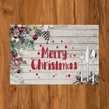 1 pieza/4 piezas/6 piezas Manteles individuales de lino con estampado de copos de nieve y árboles de Navidad, decoración navideña, adecuados para mesa de comedor, todo el año, manteles de mesa modernos y lavables, decoración del hogar, manteles individuales, posavasos, alfombrillas de cocina y comedor, decoraciones de fiesta interior y exterior, regalo ideal