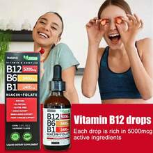 Nusava Vitamina B12,b6 Y B1 Gotas Líquidas 60ml, Complejo B Sublingual,contiene Nicotinamida Y Ácido Fólico,apoya La Salud Del Cerebro, El Corazón Y La Piel - Otros - Ver 4