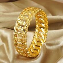 1pc Middle Eastern Vintage Sequin Glitter Openable Bangle Bracelet - Copper Material, Suitable For Daily Wear And Gifting, Dubai Style Fashion Cuff Bracelet For Women, Saudi National Day