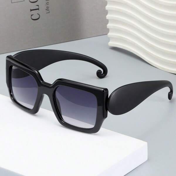 Nuevas gafas de moda de moda para mujer, unicolor, informales, de PC (policarbonato), personalizadas, a juego, estilo retro, de gran tamaño, con marco adelgazante para la cara y tela para gafas.