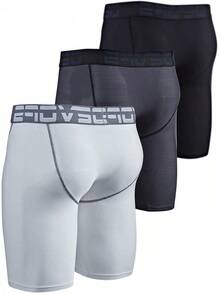 Men's Cool Dry Mesh Boxer Trunks 6-Inch Briefs, 3-Pack - 9吋(黑色/炭灰色/白色) - 查看 8