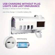 1 USB Charge Wall Mounted Toothbrush Holder With Automatic Toothpaste Dispenser, UV Sterilization Toothbrush - Can Hold 4 Toothbrushes Without Drilling Installation, Rechargeable Lithium Battery,Preferred Holiday Gift - Multicolor - View 12