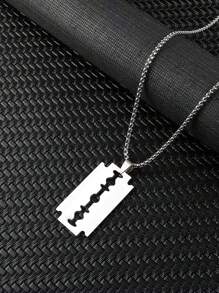 Stainless Steel Geometric Pendant Long Necklace, Unisex Punk Style Fashion Jewelry - Multicolor - View 4