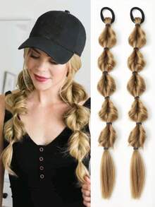 2 件 20 英寸马尾假发女式泡泡辫天然染色扭辫扎发绺 1 双马尾灯笼辫 - 彩色 - 查看 8