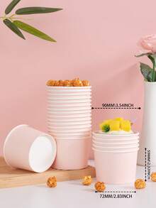10pcs/25pcs Disposable Solid Color Paper Bowl Set, Light Pink Disposable Paper Bowls, Boxed, Birthday Tableware, Family Gathering, Picnic, Restaurant, Takeout, Party Events - Paper Bowls - Baby Pink - View 2