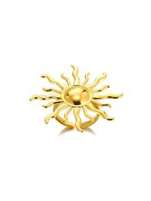 1 Stück Edelstahl Blume Offene Ringe Für Frauen 18K Vergoldet Ring Weibliche Ästhetischen Schmuck Geschenke, Cut Out - Goldgelb - Übersicht 9