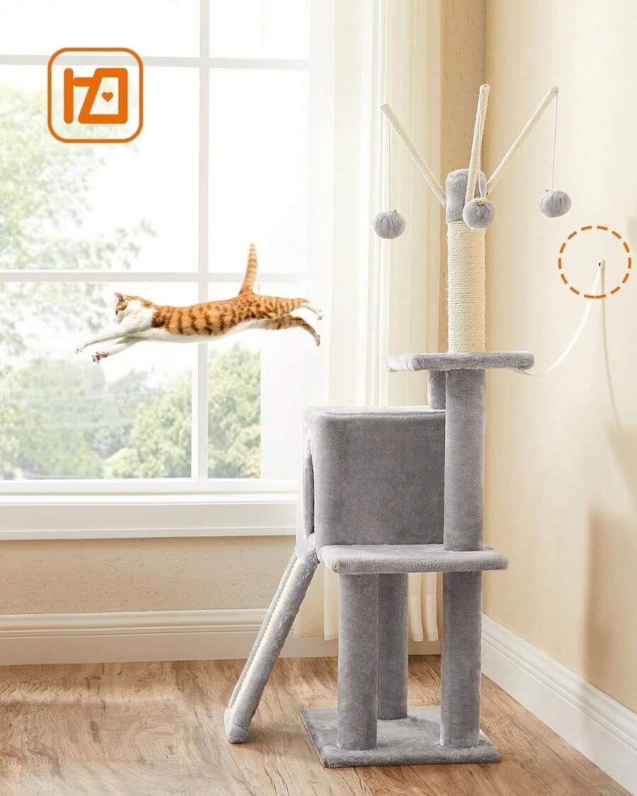 Árbol de Gatos, Torre de Juegos, Gatito, Gris Claro, Vuelta al Cole - Gris - Ver 1