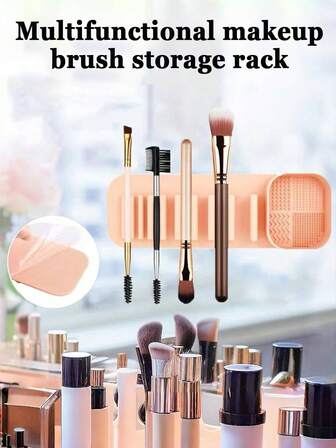 1 件/多功能清洗干燥一体式吸盘壁挂式化妆刷架硅胶美容刷干燥架自动吸盘架