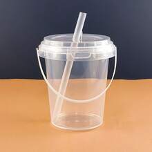 34-Ounce Reusable Plastic Cups With Lids And Straws (5/10 PCS) – Ideal For Iced Beverages, Fruits, Ice Storage, Suitable For Parties, Festivals, And Daily Use - trong suốt - Xem 13