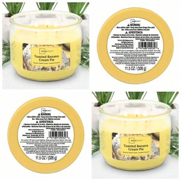 Toasted Banana Cream Pie Scented 3 Wick Candle, 11.5 Oz.