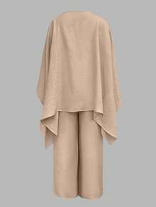 ANCHOSE ANCHOSE Plus Size Women Holiday Casual Elegant Cinched Waist Batwing Sleeve Loose Outfit