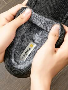 Winter Home Slippers, Thick Plush Indoor/Outdoor Warm Non-Slip Durable Flat Unisex Slippers - Black - View 5