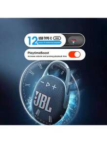 JBL Bluetooth Speaker CLIP5 Ultra-Light Portable Outdoor Speaker Built-In Battery IP67 Waterproof And Dustproof High-Efficiency Battery Life Bluetooth 5.3 Version Lossless Sound Quality Type-C Charging Port Blue - Blue - View 4