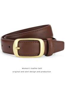 1 条女士皮带，适合牛仔裤、休闲裤，2 种颜色可选：黑色/棕色，金色带扣，适合 S/M 腰围夏季、学校