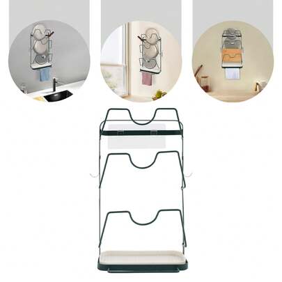 Dreischichtig Topfdeckelhalter für Wandmontage Schwarz/Grün/Champagnerfarben/Weiß