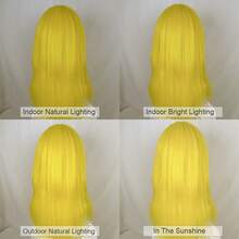 Yellow Long Straight Synthetic Wigs With Bangs Y2K Fluffy Lolita Cosplay Women Wig Heat Resistant For Daily Party - Yellow - View 8